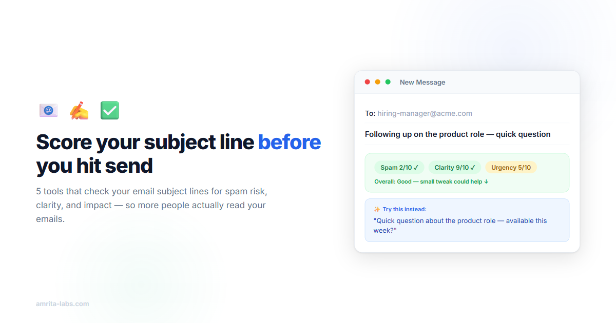 Comparison of email subject line tools — EmailSubjectScore Pro scores in real time inside Gmail while others require copy-pasting to external websites