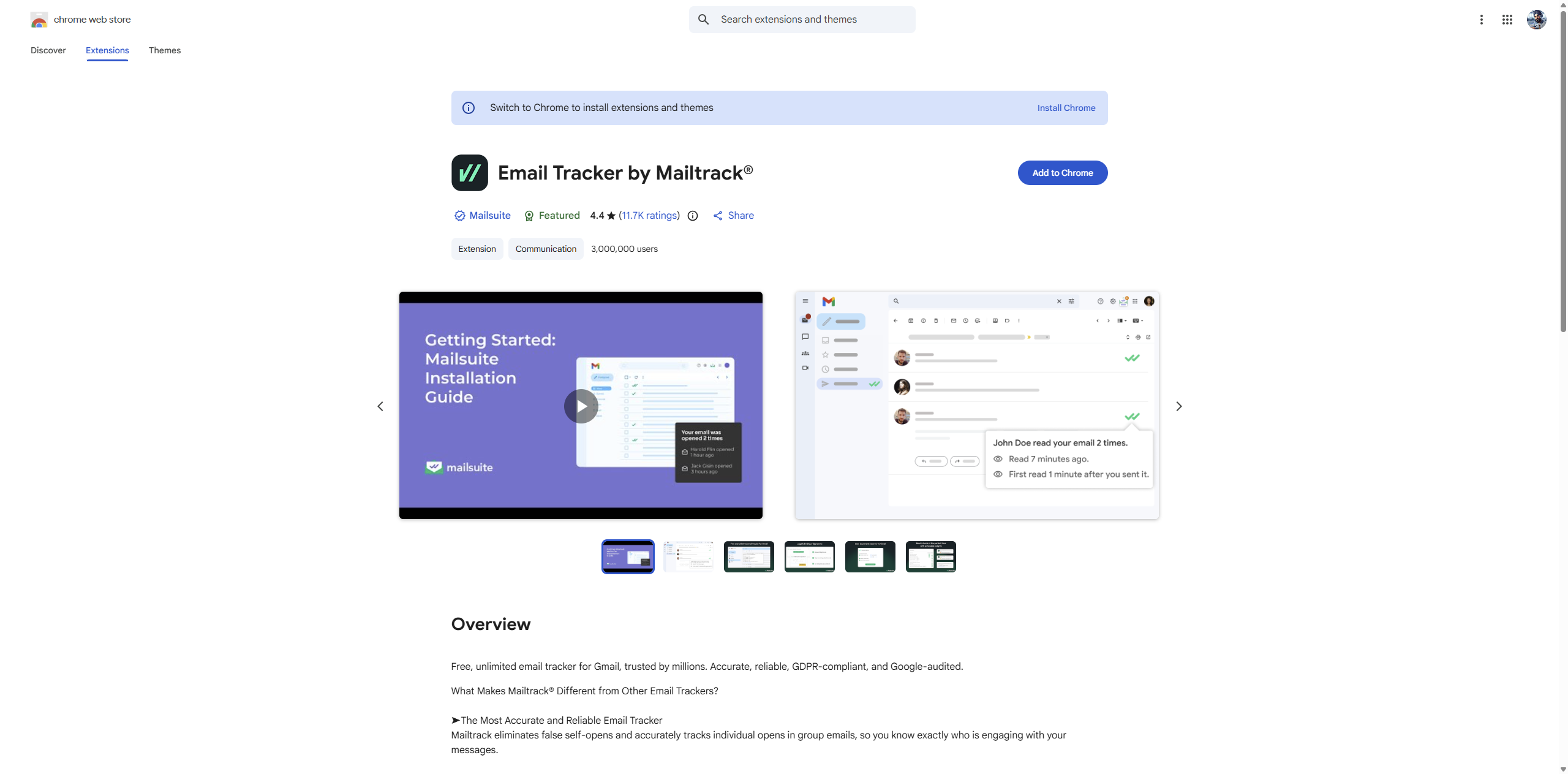 Mailtrack on Chrome Web Store