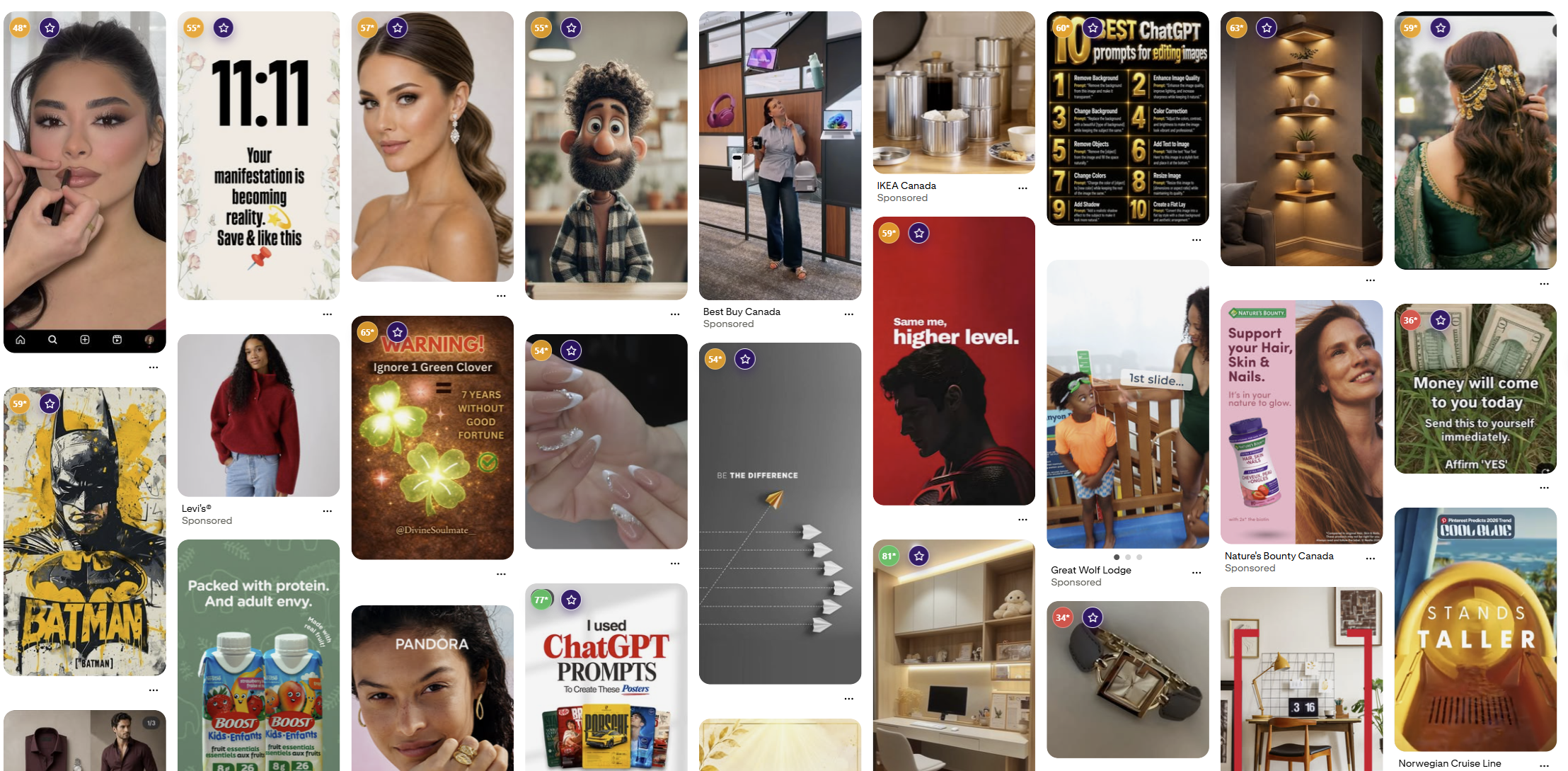 Pinello Feed Score badges displayed on Pinterest feed cards