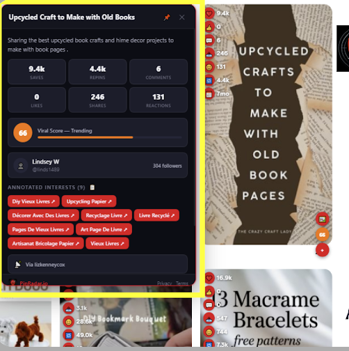 PinRadar Pinterest analytics and viral score extension